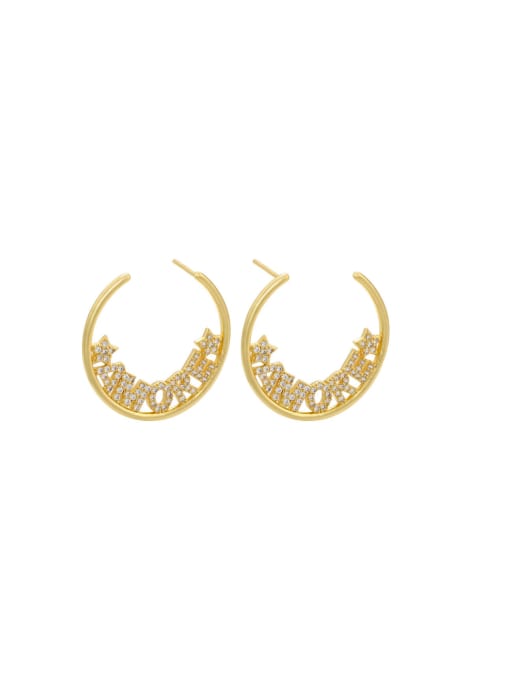 KOKO Brass Cubic Zirconia Letter Dainty Stud Earring 0