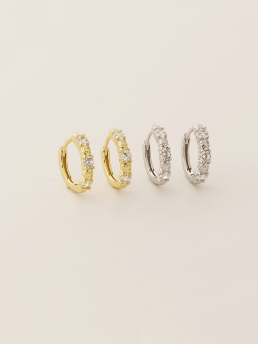ACEE 925 Sterling Silver Cubic Zirconia Geometric Minimalist Huggie Earring 0