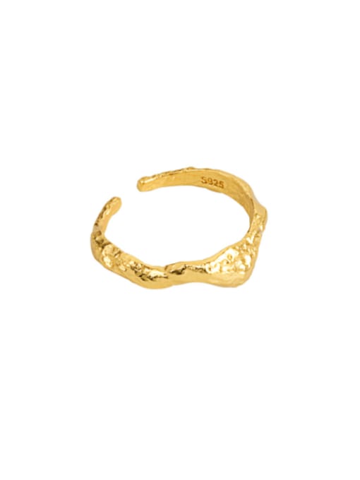 Gold 925 Sterling Silver Irregular Vintage Band Ring