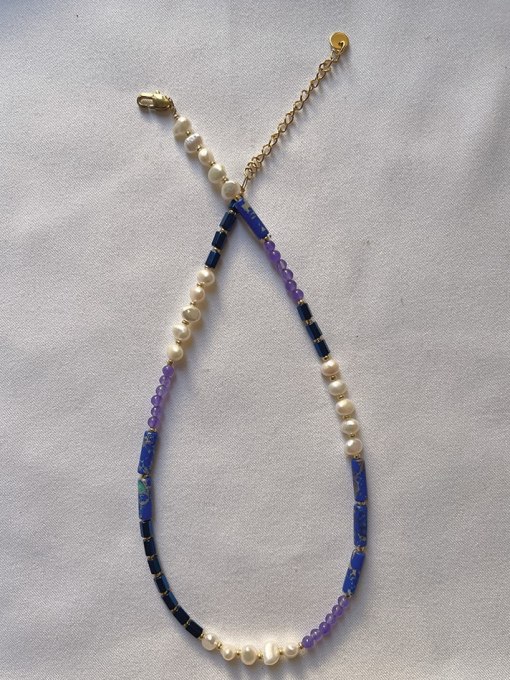 W.BEADS Natural Stone Bohemia Freshwater Pearls Handmade Beading Necklace 2
