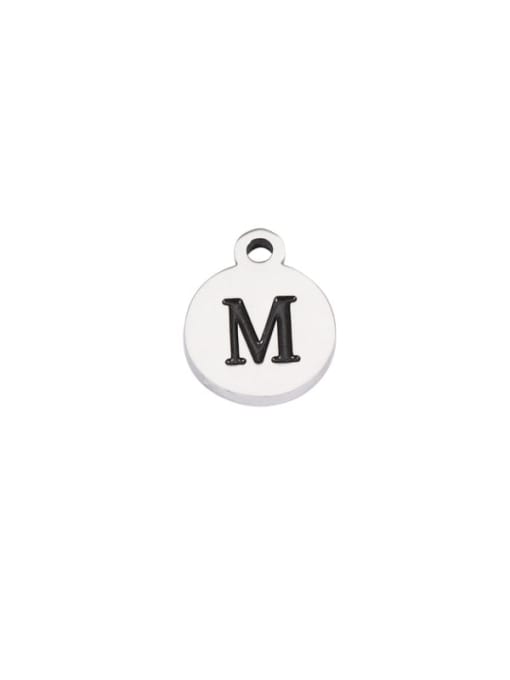 Steel  M Stainless steel Minimalist Round  Letter Pendant