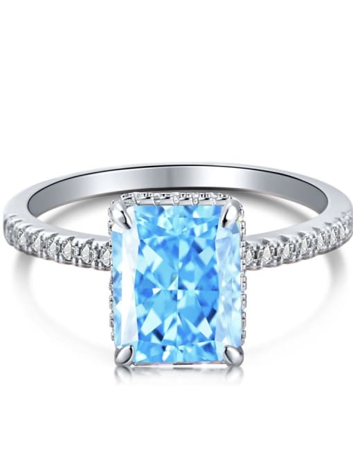 Platinum blue diamond DY120099 925 Sterling Silver High Carbon Diamond Multi Color Geometric Luxury Band Ring