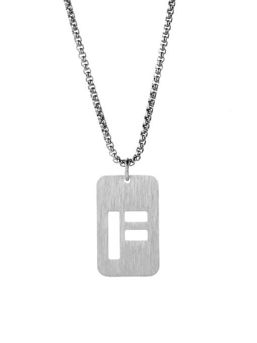 Letter F Pearl Chain Titanium Steel Letter Minimalist Long Strand Necklace