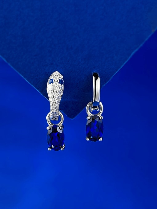 E550 Blue  +Platinum 925 Sterling Silver Cubic Zirconia Snake Luxury Huggie Earring