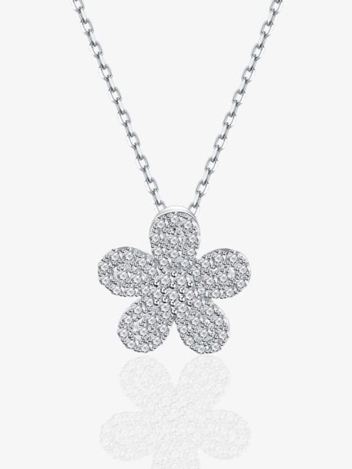A&T Jewelry 925 Sterling Silver Cubic Zirconia Flower Dainty Necklace