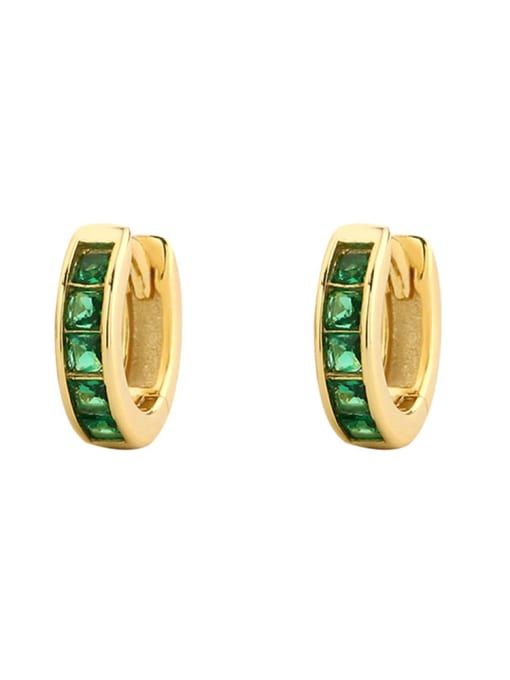 Gold colored B model 925 Sterling Silver Cubic Zirconia Geometric Minimalist Huggie Earring
