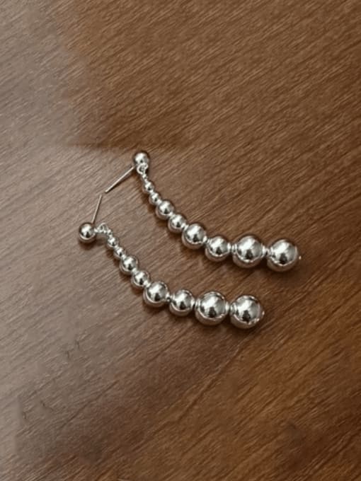 28ES31 silver 925 Sterling Silver Bead Geometric Vintage Drop Earring