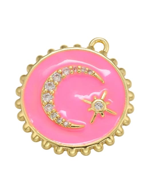 Golden pink drop oil Drip Oil Color Moon Pendant Round Star Jewelry Accessories