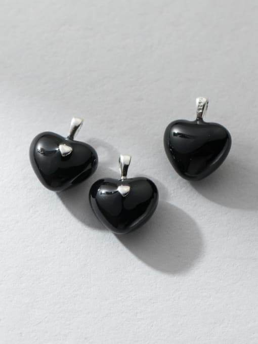 black 925 Sterling Silver Minimalist Heart DIY Pendant