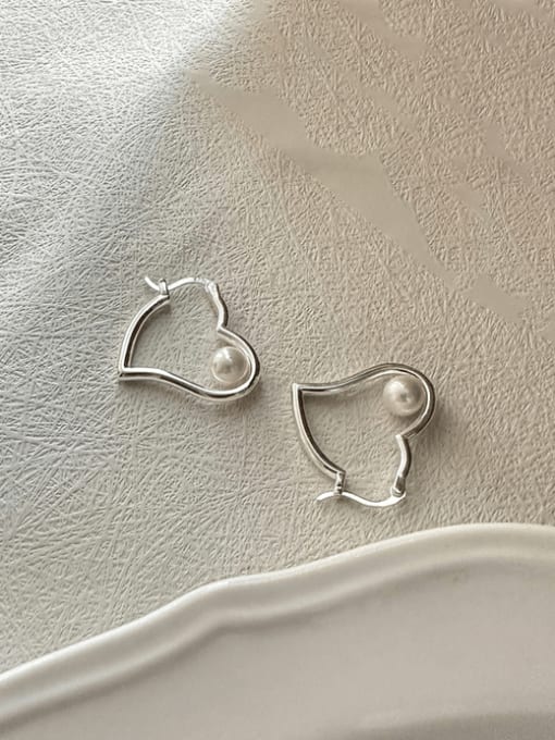 ARTTI 925 Sterling Silver Bead Heart Minimalist Drop Earring 2