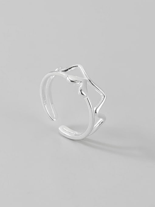 Double layer love ring 925 Sterling Silver Double Layer Heart Minimalist Stackable Ring