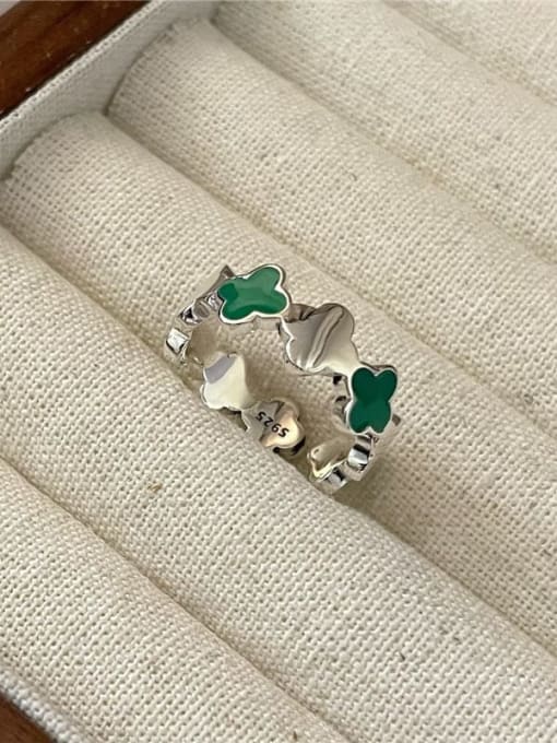 Clover ring 925 Sterling Silver Enamel Flower Trend Band Ring