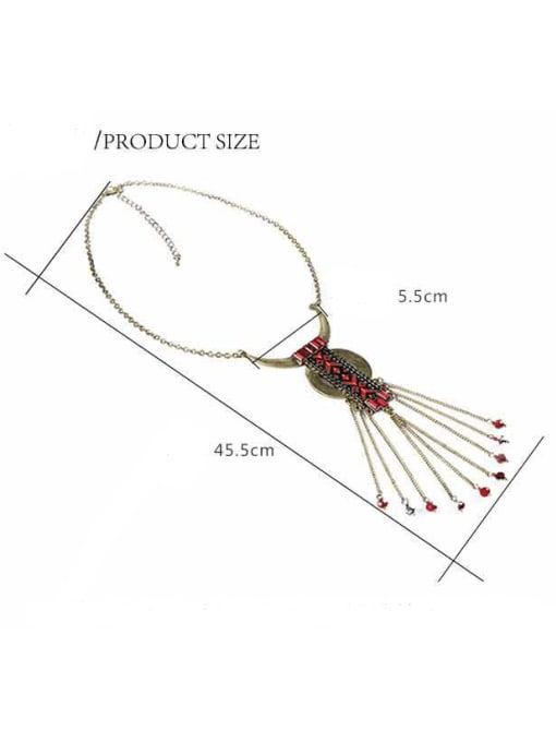 JMI Alloy Crystal Fabric Geometric Ethnic Hand-Woven Long Strand Necklace 3