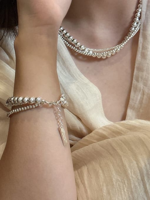 ARTTI 925 Sterling Silver Trend Geometric Bracelet and Necklace Set 1