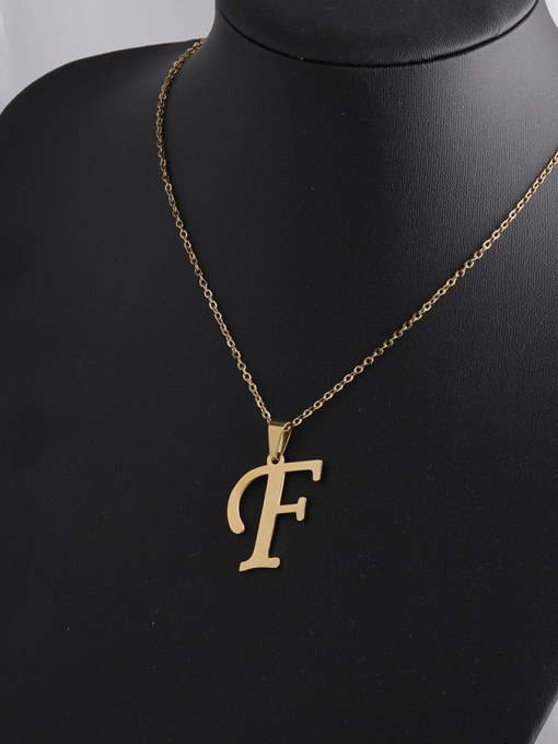 Golden f Stainless steel Letter Minimalist Necklace