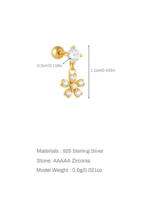 Single Gold 5 925 Sterling Silver Cubic Zirconia Bowknot Dainty Single Earring