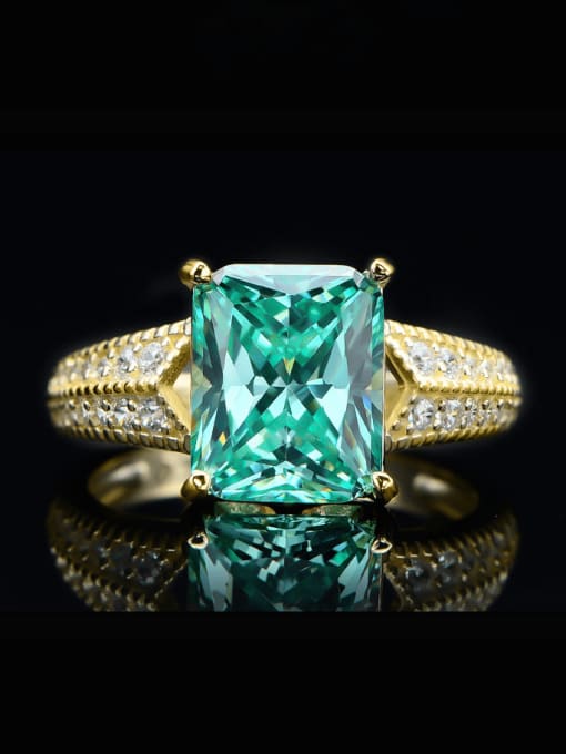 Palaiba Green 15 925 Sterling Silver High Carbon Diamond Geometric Luxury Band Ring