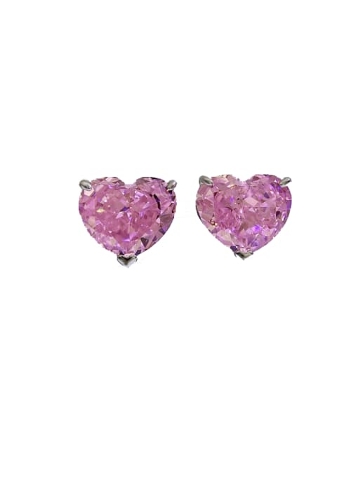 M&J 925 Sterling Silver High Carbon Diamond Heart Luxury Stud Earring 1