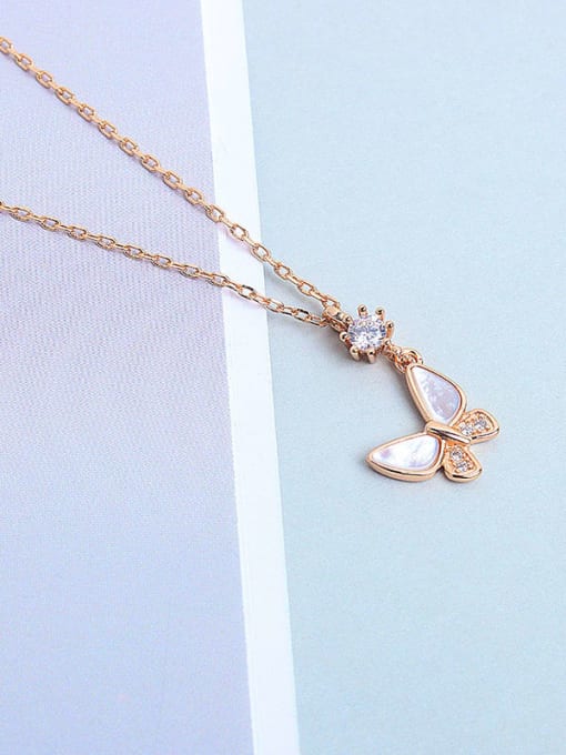 Champagne 925 Sterling Silver Shell Butterfly Minimalist Necklace