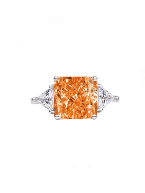 Morgan Orange 9# 925 Sterling Silver High Carbon Diamond Geometric Luxury Band Ring