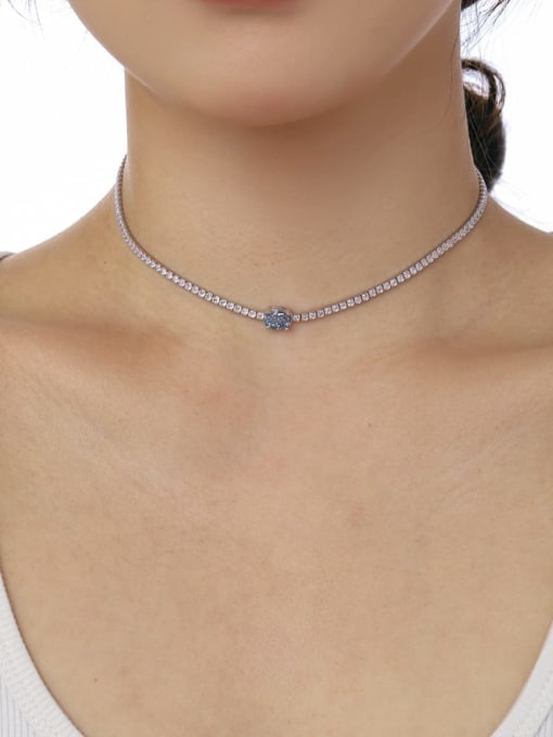 STL-Silver Jewelry 925 Sterling Silver Cubic Zirconia Geometric Dainty Necklace 1