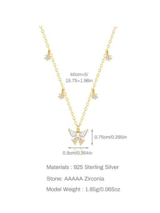 golden 925 Sterling Silver Cubic Zirconia Bowknot Minimalist Necklace