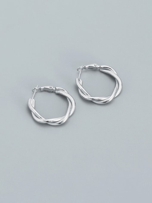 Platinum 925 Sterling Silver Geometric Vintage Huggie Earring