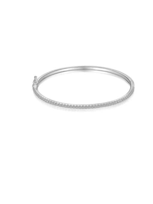 STL-Silver Jewelry 925 Sterling Silver Cubic Zirconia Geometric Minimalist Bracelet 0