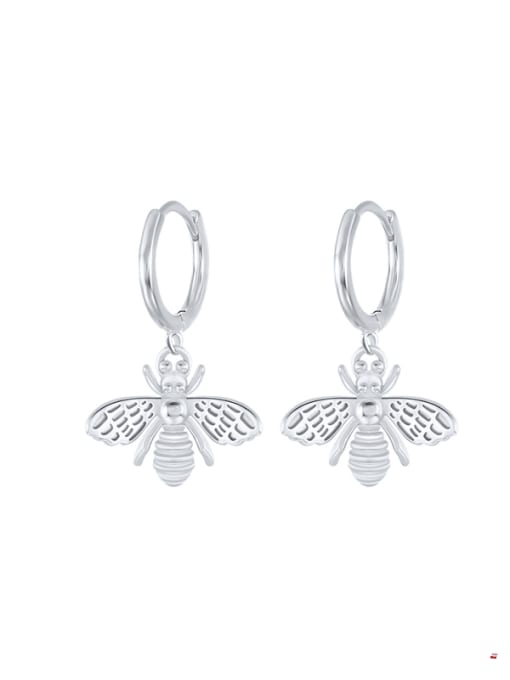 platinum 925 Sterling Silver Bee Minimalist Huggie Earring