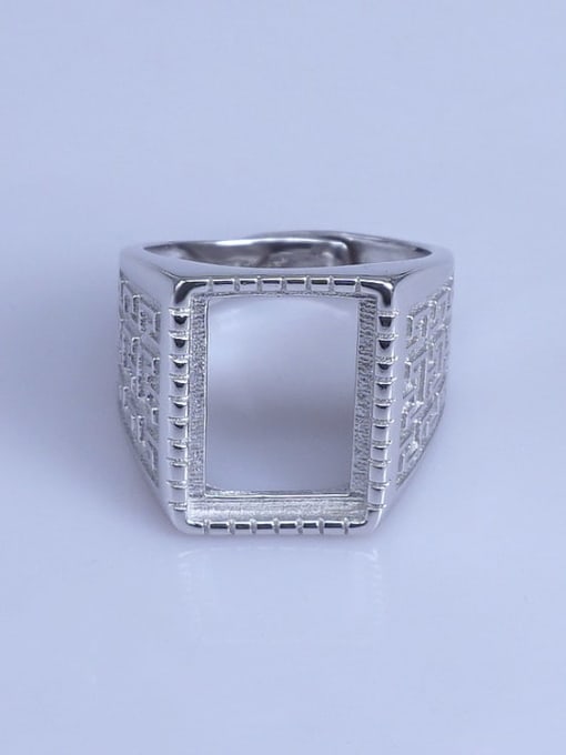 Supply 925 Sterling Silver 18K White Gold Plated Geometric Ring Setting Stone size: 12*17mm 0