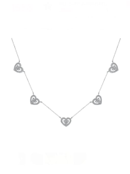 DY190649 S W WH 925 Sterling Silver Cubic Zirconia Geometric Dainty Necklace
