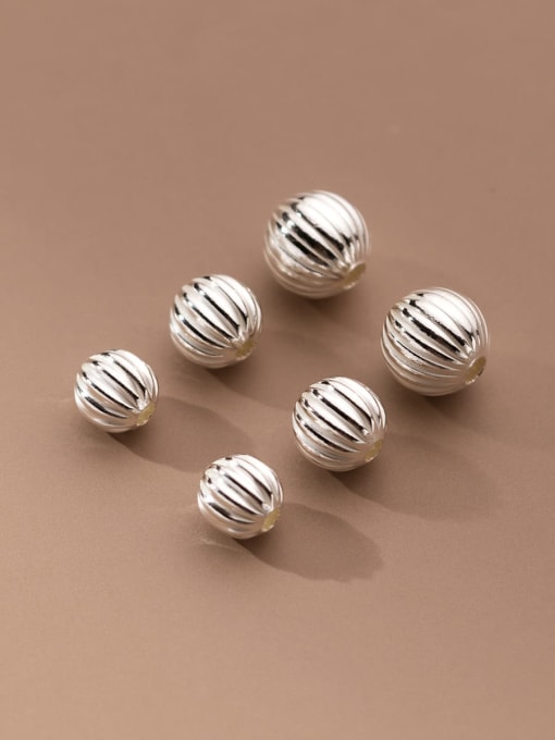 FAN 925 silver simple striped round beads 3-8mm spherical  beads 1