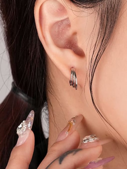 YUANFAN 925 Sterling Silver Geometric Minimalist Huggie Earring 2