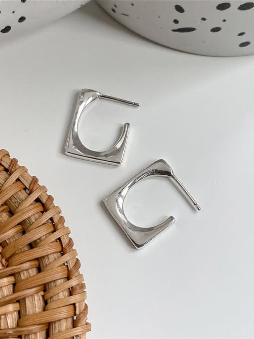 Geometric Square Earrings 925 Sterling Silver Square Minimalist Stud Earring