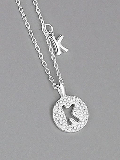 Silver (letter K) 925 Sterling Silver Cubic Zirconia Letter Minimalist Necklace