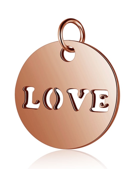 T520R Stainless steel Message Round Charm Height : 12 mm , Width: 15 mm