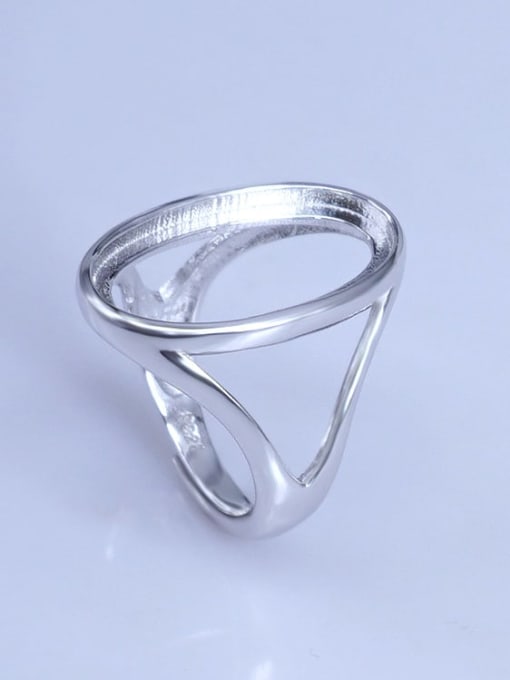 Supply 925 Sterling Silver 18K White Gold Plated Geometric Ring Setting Stone size: 13*23mm