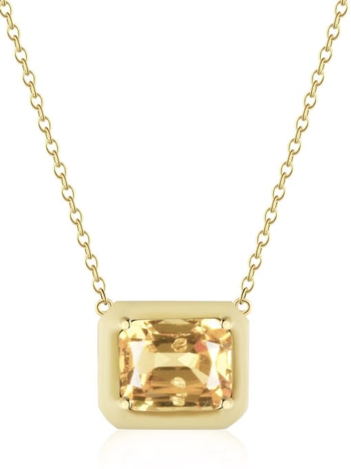 Gold yellow DY190131 925 Sterling Silver Cubic Zirconia Geometric Minimalist Necklace