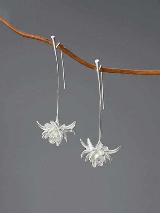 LOLUS 925 Sterling Silver Flower Artisan Hook Earring 3