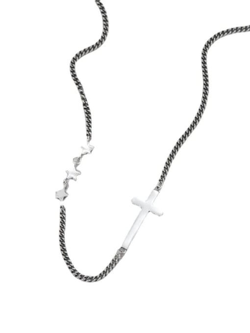 cross necklace 925 Sterling Silver Cross Vintage Hollow Chain Necklace