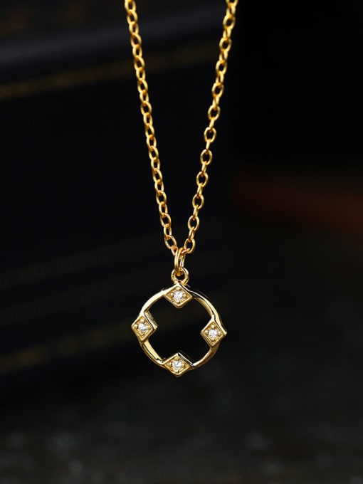 A3236 Gold 925 Sterling Silver Geometric Minimalist Necklace