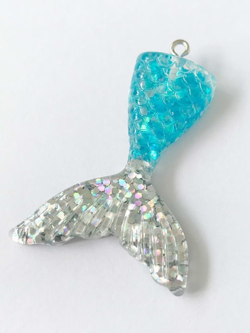 Blue and white Multicolor Resin Fish Charm Height : 3.2cm , Width: 4.1cm