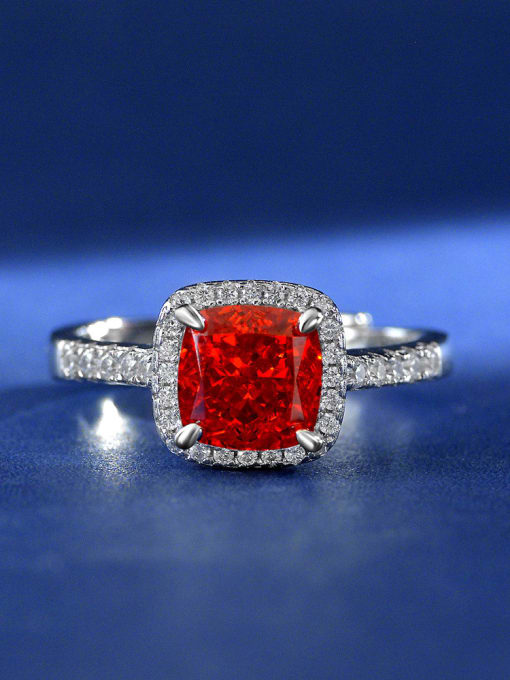 gules 925 Sterling Silver High Carbon Diamond Geometric Luxury Ring