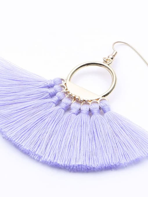 E68053 light purple single Alloy Cotton Tassel Bohemia Hand-woven  Drop Earring