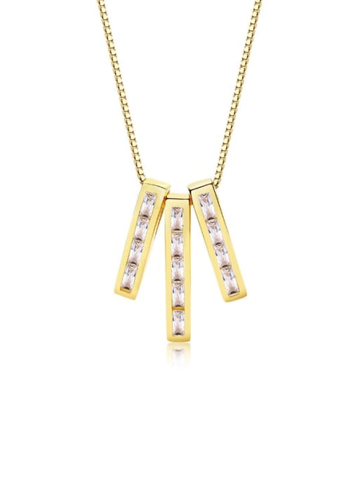 A2840 Gold 925 Sterling Silver Cubic Zirconia Geometric Minimalist Necklace