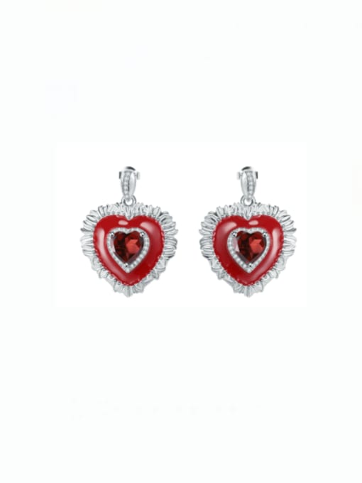 Natural Garnet Earrings 925 Sterling Silver Carnelian Heart Minimalist Stud Earring