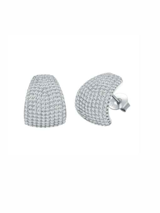 A&T Jewelry 925 Sterling Silver Cubic Zirconia Geometric Luxury Cluster Earring