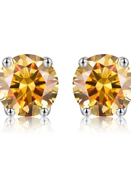 Platinum (Golden Yellow) 925 Sterling Silver Moissanite Geometric Dainty Stud Earring