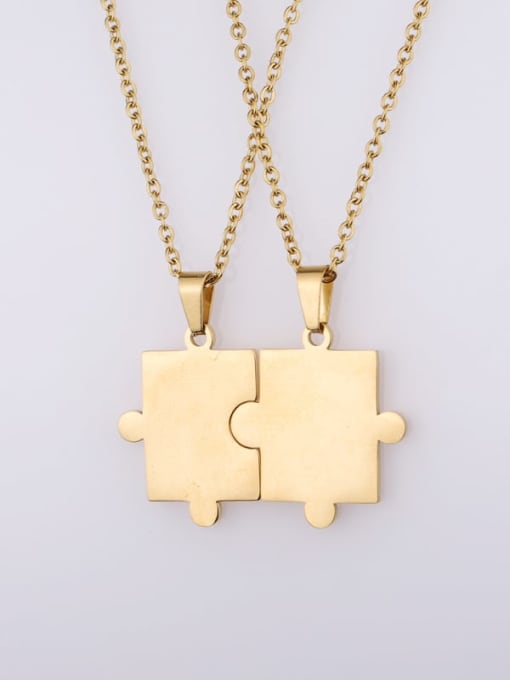 Gold set Stainless steel Geometric puzzle Minimalist Necklace