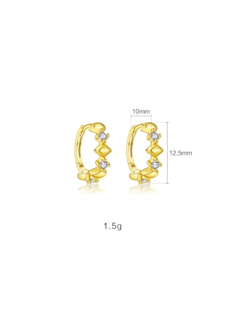 MME1142 2 925 Sterling Silver Cubic Zirconia Geometric Minimalist Huggie Earring